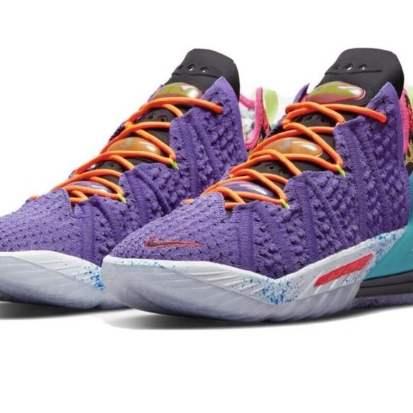 NIKE LEBRON 18 XVIII PSYCHIC PURPLE BLACK MULTI COLOR FLORAL DM2813-500 MEN 10.5